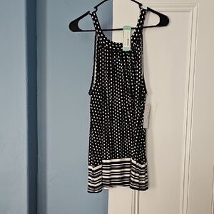 Loveappella Black and White Polka Dot Knit Top